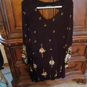 Free People Black Embroidered Tunic/Dress